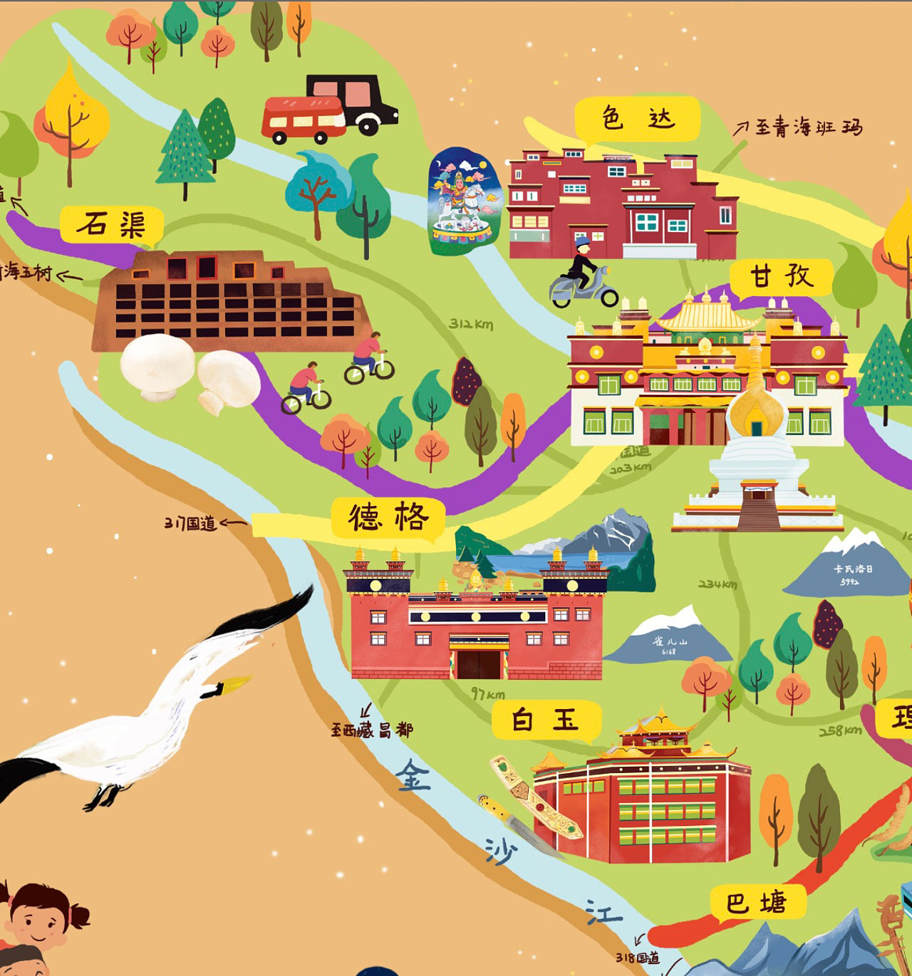 金川手绘地图景区的文化宝库